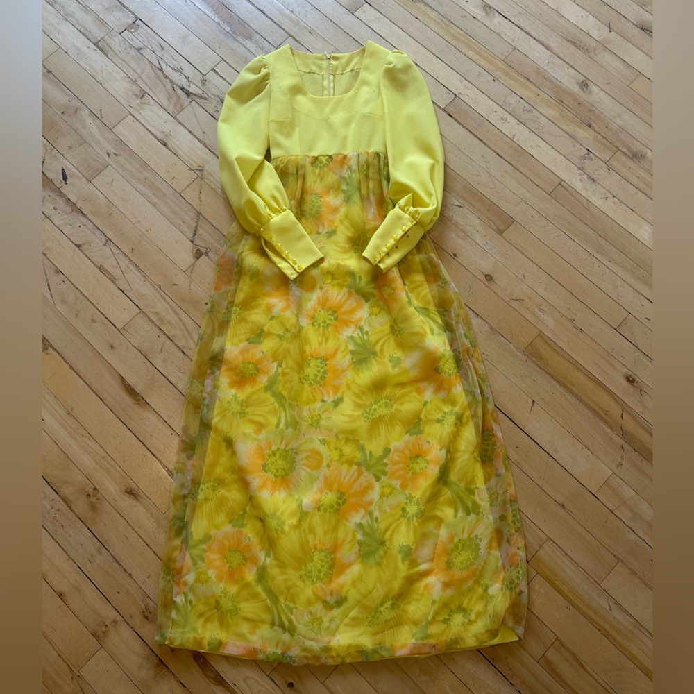 Yellow Floral Vintage Dress